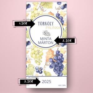 Törköly pálinka - öntapadós üveg címke -  vörös és fehér szőlőfürtökkel - élelmiszer - alkoholos italok - Meska.hu