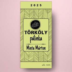 Törköly pálinka - öntapadós üveg címke -  zöld alapon fekete vonalrajzokkal - élelmiszer - alkoholos italok - Meska.hu