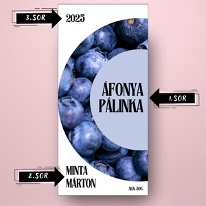 Áfonya pálinka - öntapadós üveg címke -  félkör mintával  - élelmiszer - alkoholos italok - Meska.hu