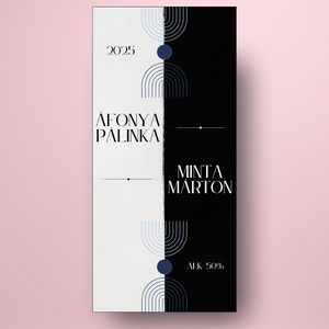 Áfonya pálinka - öntapadós üveg címke -  kontrasztos minimalista dizájn - élelmiszer - alkoholos italok - Meska.hu