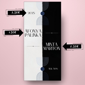 Áfonya pálinka - öntapadós üveg címke -  kontrasztos minimalista dizájn - élelmiszer - alkoholos italok - Meska.hu
