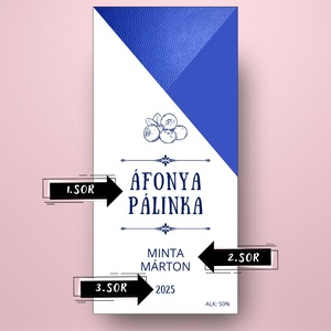 Áfonya pálinka - öntapadós üveg címke -   textúrált háromszöggel - élelmiszer - alkoholos italok - Meska.hu
