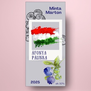 Áfonya pálinka - öntapadós üveg címke -   textúrált háromszöggel - élelmiszer - alkoholos italok - Meska.hu