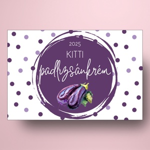 Padlizsánkrém - öntapadós üveg címke - pöttyös alapon festett padlizsánokkal - élelmiszer - befőtt - Meska.hu