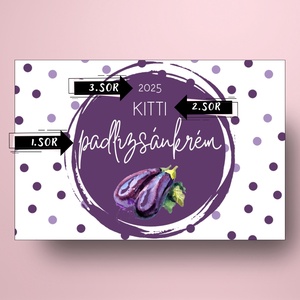 Padlizsánkrém - öntapadós üveg címke - pöttyös alapon festett padlizsánokkal - élelmiszer - befőtt - Meska.hu