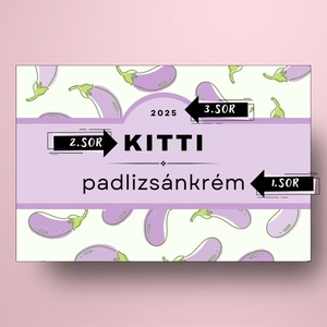 Padlizsánkrém - öntapadós üveg címke - kézzel színezett padlizsánokkal - élelmiszer - befőtt - Meska.hu