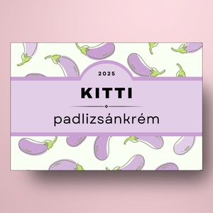 Padlizsánkrém - öntapadós üveg címke - kézzel színezett padlizsánokkal - élelmiszer - befőtt - Meska.hu