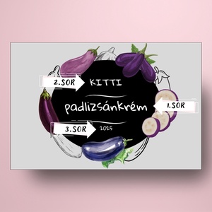 Padlizsánkrém - öntapadós üveg címke - modern padlizsán rajzokkal - élelmiszer - befőtt - Meska.hu