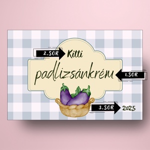 Padlizsánkrém - öntapadós üveg címke - nosztalgikus kockás alappal - élelmiszer - befőtt - Meska.hu