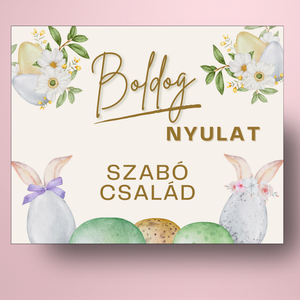 Húsvéti öntapadós üveg címke - virágokkal és nyuszis tojásokkal - élelmiszer - alkoholos italok - Meska.hu