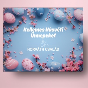 Húsvéti öntapadós üveg címke - kék és rózsaszín tojásokkal és virággal - élelmiszer - alkoholos italok - Meska.hu