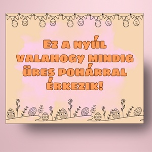 Húsvéti öntapadós üveg címke - kisautóval és nyuszival - élelmiszer - alkoholos italok - Meska.hu