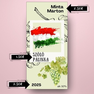 Szőlő pálinka - öntapadós üveg címke - rajzolt szőlővel és magyar zászlóval - élelmiszer - alkoholos italok - Meska.hu