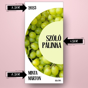 Szőlő pálinka - öntapadós üveg címke - félkör mintával - élelmiszer - alkoholos italok - Meska.hu