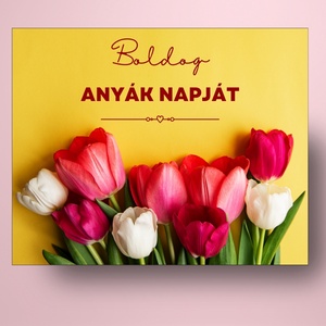 Anyák napi üveg címke - sárga alapon tulipánokkal - élelmiszer - alkoholos italok - Meska.hu