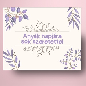 Anyák napi üveg címke - rajzolt lila virágokkal - élelmiszer - alkoholos italok - Meska.hu