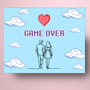Lánybúcsú öntapadós üveg címke - game over - esküvő - lánybúcsú - Meska.hu