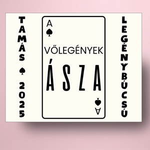 Legénybúcsú öntapadós üveg címke - ász kártyalappal - esküvő - legénybúcsú - Meska.hu