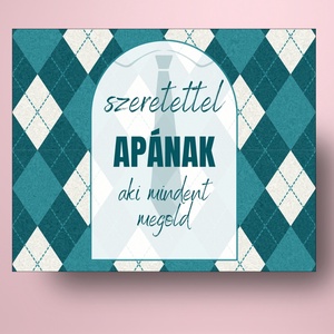 Apák napi üveg címke - kárókockás alappal - élelmiszer - alkoholos italok - Meska.hu