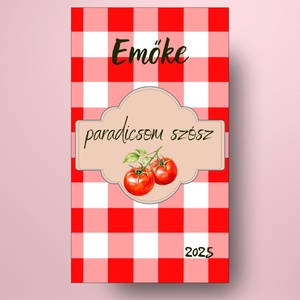 Paradicsomszósz - öntapadós üveg címke - nosztalgikus kockás alappal - élelmiszer - szósz & mártogatós - Meska.hu