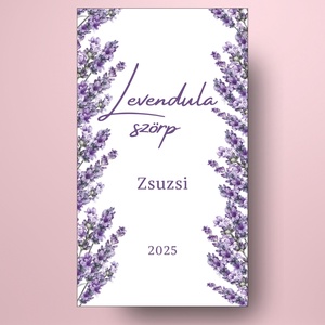 Levendulaszörp - öntapadós üveg címke - levendulafüzérekkel - élelmiszer - szörp - Meska.hu