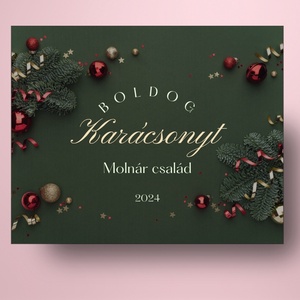 Karácsonyi üveg címke  - zöld alapon fenyőlevelekkel - élelmiszer - öntapadós címke - Meska.hu