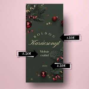 Karácsonyi üveg címke  - zöld alapon fenyőlevelekkel - élelmiszer - öntapadós címke - Meska.hu