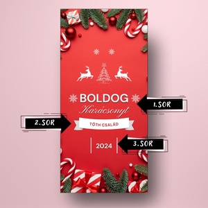 Karácsonyi üveg címke  - piros alapon fenyőlevelekkel - élelmiszer - öntapadós címke - Meska.hu