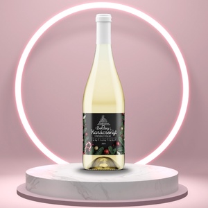 Karácsonyi üveg címke  - fekete alapon fenyőlevelekkel, , , MESKA