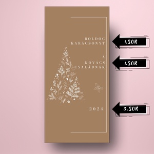 Karácsonyi üveg címke  - barna alapon rajzolt fenyővel - élelmiszer - öntapadós címke - Meska.hu