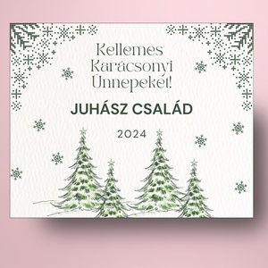 Karácsonyi üveg címke  - fehér alapon rajzolt fenyőkkel - élelmiszer - öntapadós címke - Meska.hu