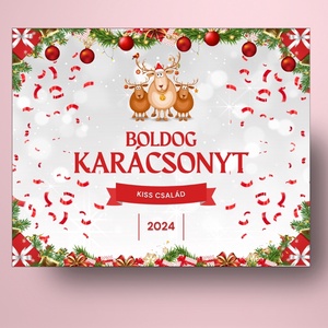 Karácsonyi üveg címke  - három szarvassal - élelmiszer - öntapadós címke - Meska.hu