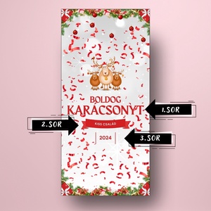 Karácsonyi üveg címke  - három szarvassal - élelmiszer - öntapadós címke - Meska.hu