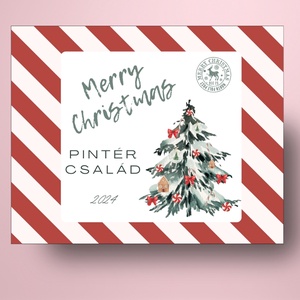 Karácsonyi üveg címke  - piros-fehér képeslap - élelmiszer - öntapadós címke - Meska.hu