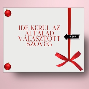 Karácsonyi üveg címke  - fehér alapon piros masnival - élelmiszer - öntapadós címke - Meska.hu