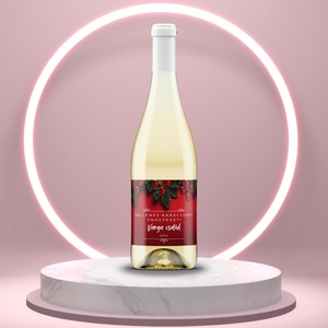 Karácsonyi üveg címke  - piros alapon fenyőlevelekkel és gömbökkel, Élelmiszer, Öntapadós címke, , MESKA