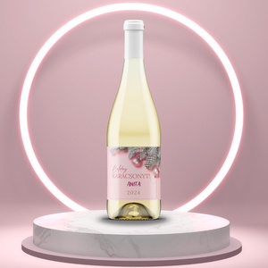 Karácsonyi üveg címke  - rózsaszín alapon fenyővel , Élelmiszer, Öntapadós címke, , MESKA