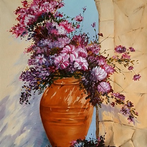  Mediterrán csokor, Művészet, Festmény, Olajfestmény, Festészet, MESKA