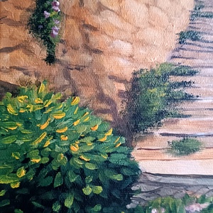 Mediterrán lépcsők - művészet - festmény - olajfestmény - Meska.hu