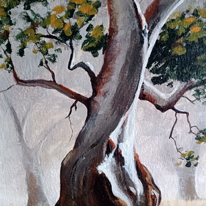 Ködös fák - művészet - festmény - akril - Meska.hu