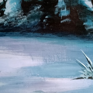 Téli fenyves naplementében - művészet - festmény - akril - Meska.hu