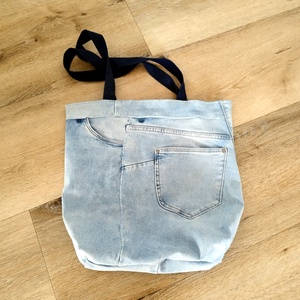 BMW válltáska / vállszatyor farmerből - táska & tok - bevásárlás & shopper táska - shopper, textiltáska, szatyor - Meska.hu