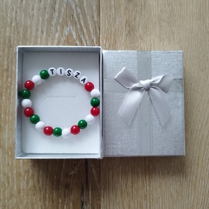 TISZA nemzeti színű karkötő díszcsomagolásban , Ékszer, Karkötő, Bogyós karkötő, Csomózás, MESKA