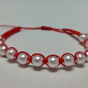 Piros védelmező karkötő, Ékszer, Karkötő, Gyöngyös karkötő, Ékszerkészítés, MESKA