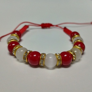 Karácsonyi hangulat - makramé ásványkarkötő, Ékszer, Karkötő, Ásványkarkötő, Ékszerkészítés, MESKA