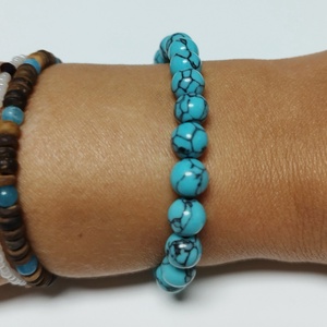 Türkiz ásványgyöngy karkötő - ékszer - karkötő - ásványkarkötő - Meska.hu