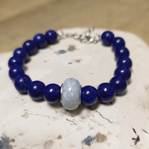 FÉNY KÉK PAJZSA lapis lazuli karkötő díszdobozban, Ékszer, Karkötő, Ásványkarkötő, Ékszerkészítés, MESKA