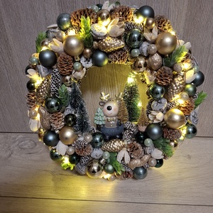 Arany zöld kopogtató - karácsony - adventi díszek - adventi ajtódísz - Meska.hu