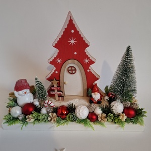 Karácsonyi asztaldisz piros, Karácsony, Adventi díszek, Adventi asztaldísz, , MESKA