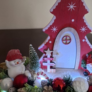 Karácsonyi asztaldisz piros - karácsony - adventi díszek - adventi asztaldísz - Meska.hu